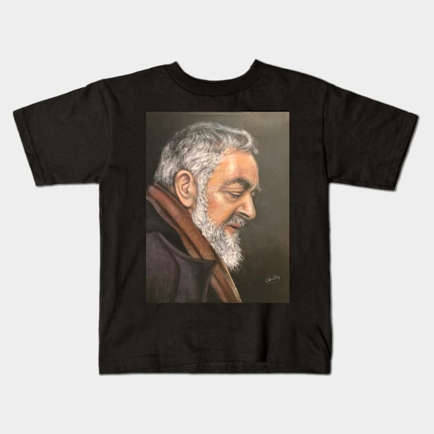 Padre Pio, Most Holy Father Kids T-Shirt by artdesrapides